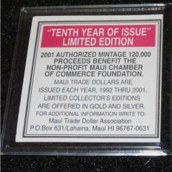 beautiful silver 2002 "Maui Trade Dollar" - whales - Picture 6 of 6